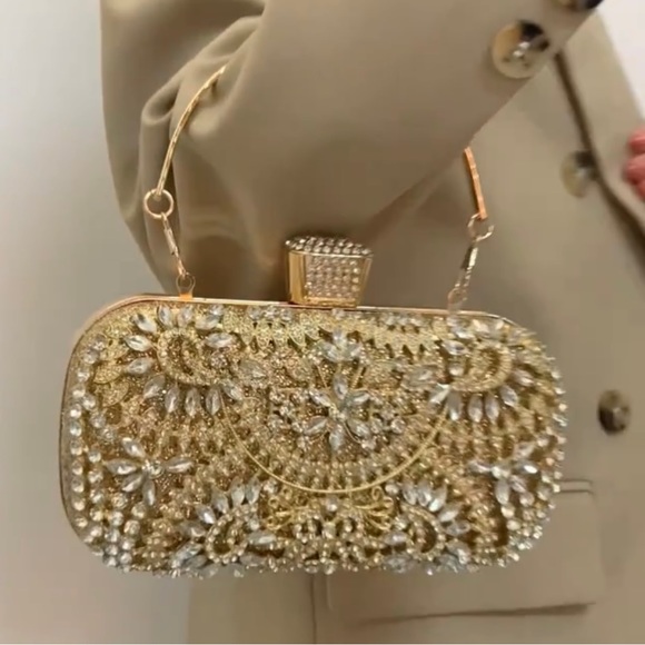 SPARKLING LUXURIOUS EVENING BAG GOLD OR SILVER CLUTCH OR CROSSBODY HANDBAG ✨NEW✨ - Picture 14 of 16